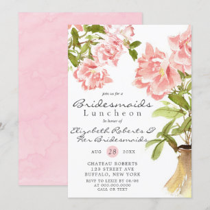 Paint Pink Peony Bridesmaids Invitations de déjeun