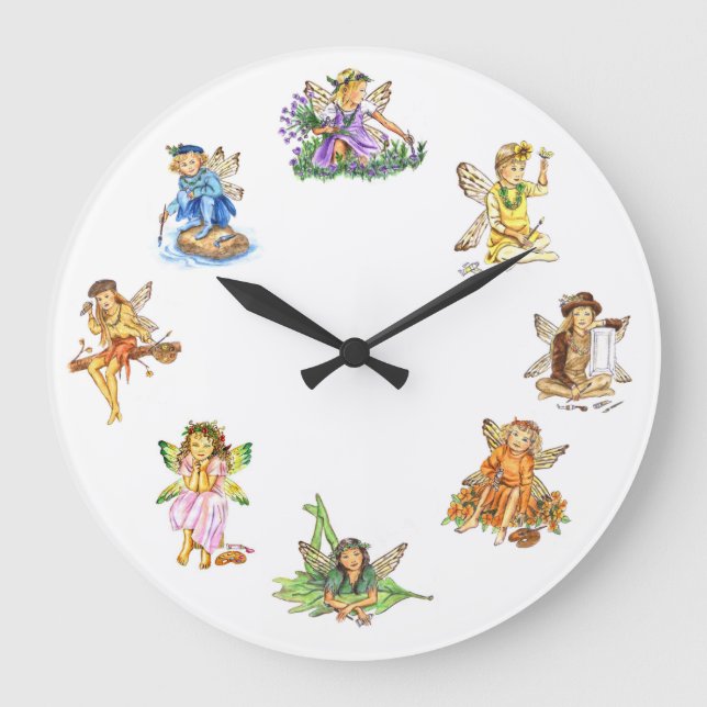 Paint Pixies Fairy JL Biel Large Clock (Front)