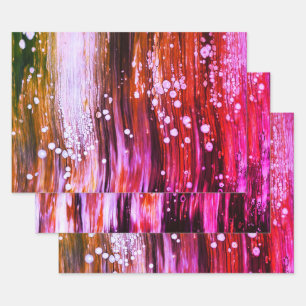Paint Pour Cells Swipe Abstract Art Pink Wrapping Paper Sheet