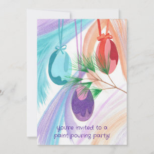 Paint Pouring Party Invitations for Christmas