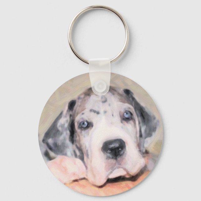 Paint: Puppy Dane Keychain (Front)