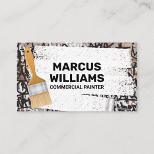 Paint Roller and Brush   Graffiti Brick Wall Business Card