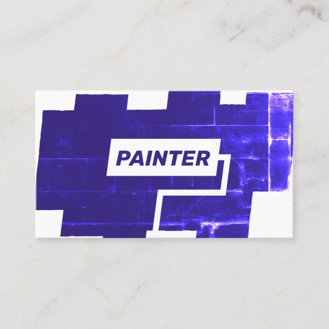Paint roller blue wall  business card (Front)