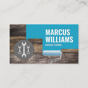 Paint Roller Painted Brick Wall Wrench Tools Business Card