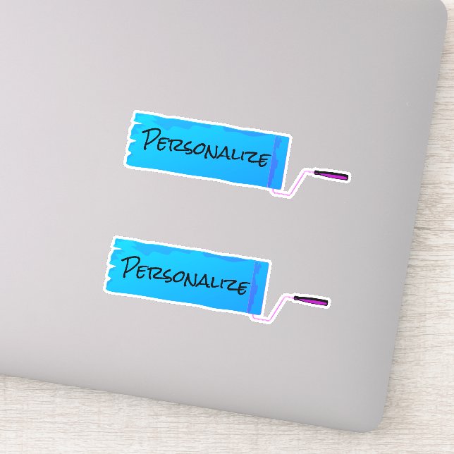 Paint roller wet paint blue (Detail)