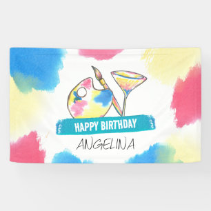Paint & Sip Birthday Painting and Wine Party Banner