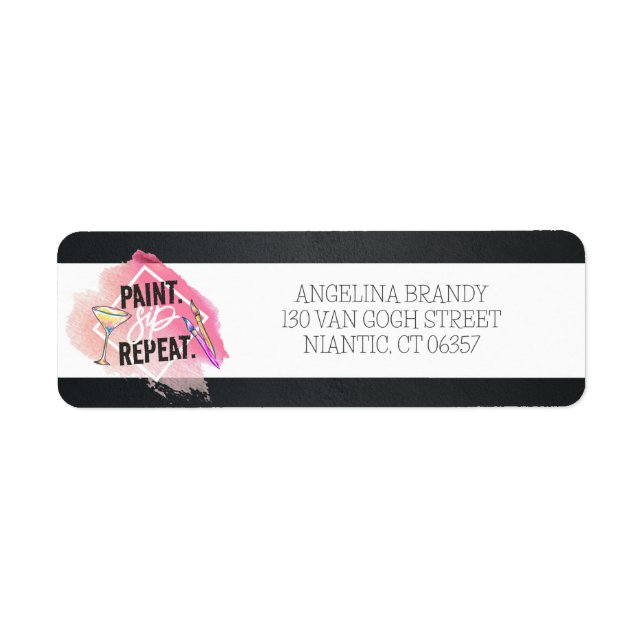 Paint & Sip Chalkboard Bachelorette Adresse de ret (Devant)