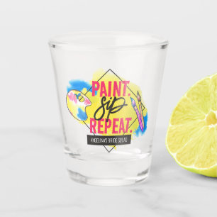 Paint Sip Repeat Bachelorette Party Favour Shot Glass