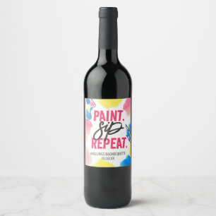 Paint Sip Repeat Bachelorette Wine Party Favour Wine Label
