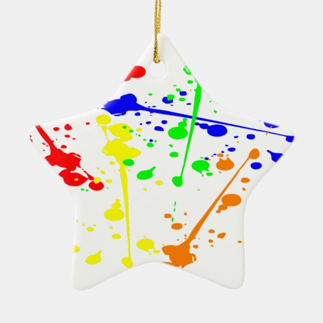 Paint splash abstract art colourful ceramic ornament (Front)