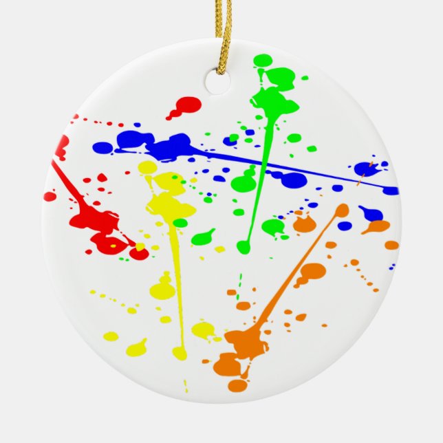 Paint splash abstract art colourful ceramic ornament (Front)