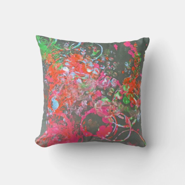 Paint splash art cushion red pink (Front)