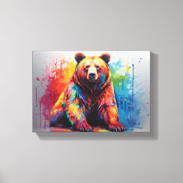 Paint Splash Bear Canvas Print (Front)