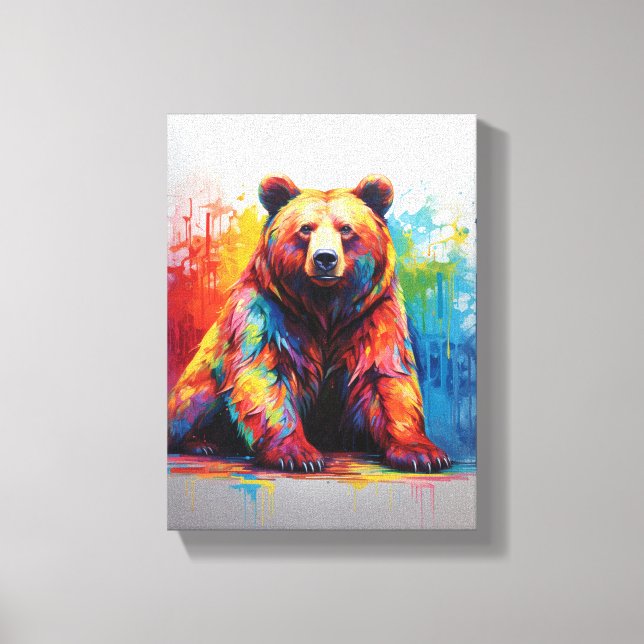 Paint Splash Bear Canvas Print (Front)
