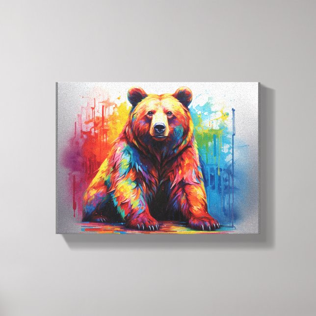 Paint Splash Bear Canvas Print (Front)