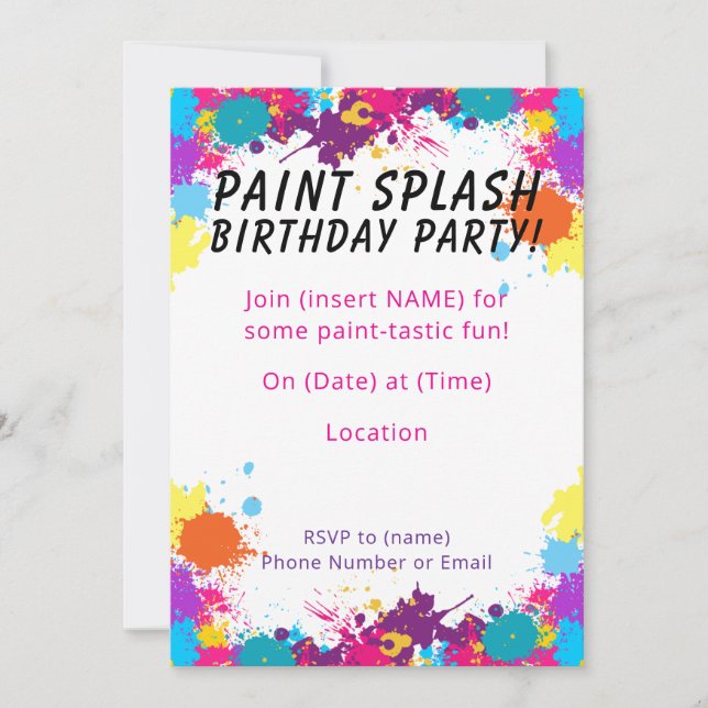 Paint Splash Invitation (Front)