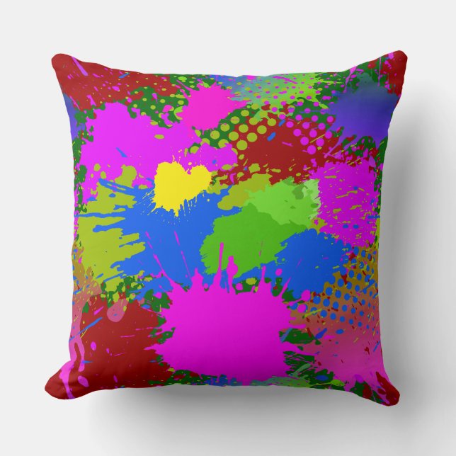 Paint Splash Pattern 3 Throw Pillow (Front)