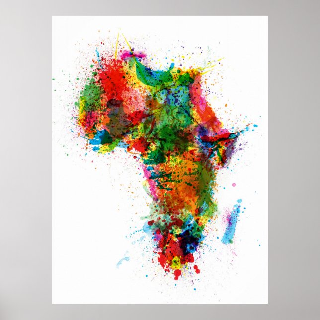 Paint Splashes Map of Africa Map Poster (Front)