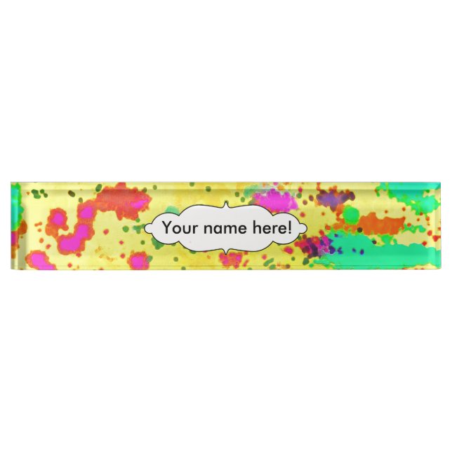 Paint splashes on a yellow background nameplate (Front)