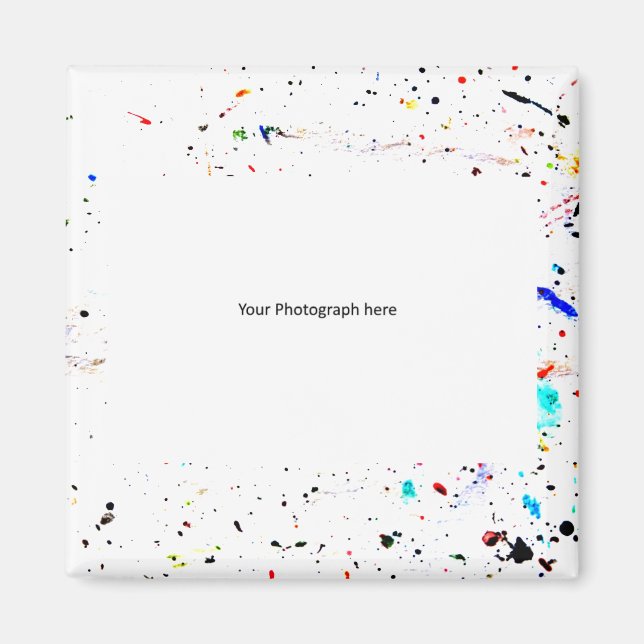 Paint Splashes Speckled Photo Template Magnet (Front)