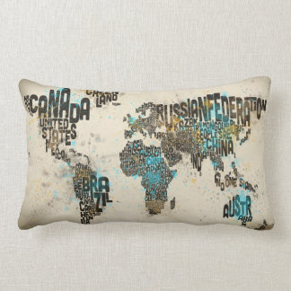Map Of The World Throw Pillow Paint Splashes Text Map of the World Throw Pillow