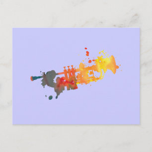 Paint Splat Trumpet Postcard