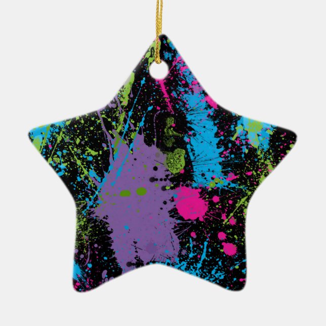 Paint Splater Ceramic Ornament (Front)