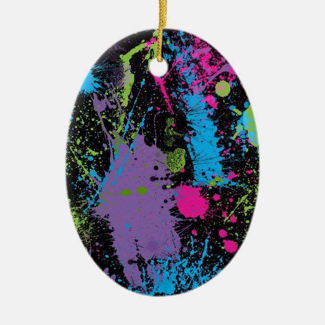 Paint Splater Ceramic Ornament (Front)