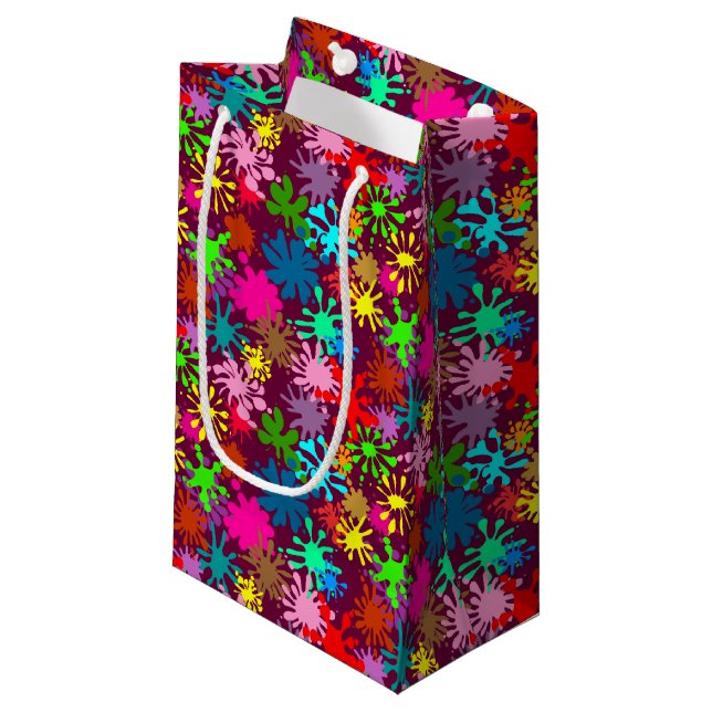 Paint Splats Customizable Small Gift Bag (Front Angled)