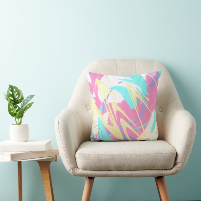 Paint Splatter Abstract Art Throw Pillow (Chair)