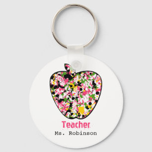 Paint Splatter Apple Teacher Keychain