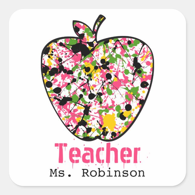 Paint Splatter Apple Teacher Stickers (Front)