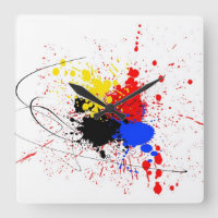 Paint Splatter Art Black Blue Red Yellow