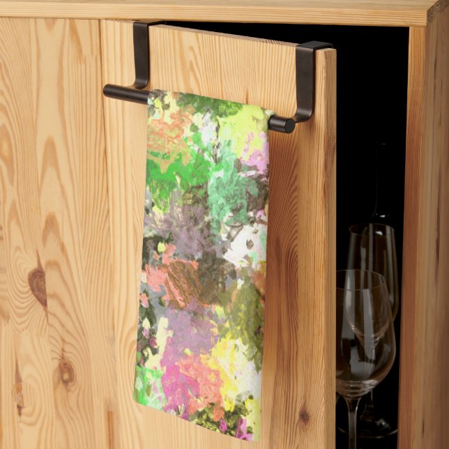 Paint Splatter Autumn Colour Leaves Abstract Kitchen Towel (Thirds Fold)