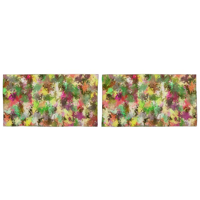 Paint Splatter Autumn Colour Leaves Abstract Pillowcase (Front-Set)