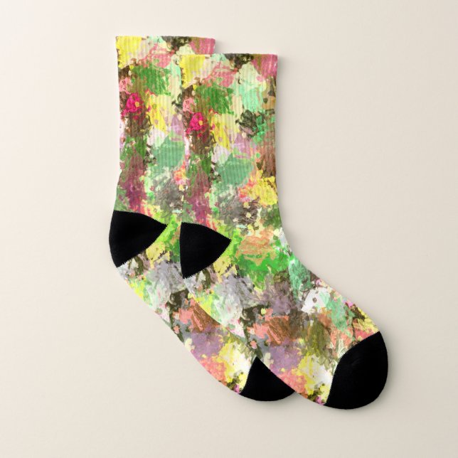 Paint Splatter Autumn Colour Leaves Abstract Socks (Pair)