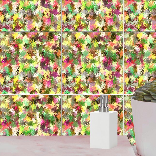 Paint Splatter Autumn Colour Leaves Abstract Tile (Paint Splatter Autumn Color Leaves Abstract Ceramic Tile)