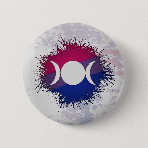 Paint Splatter Bisexual Flag Triple Goddess Moon 2 Inch Round Button