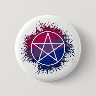 Paint Splatter Bisexual Pride Pentacle Symbol 2 Inch Round Button