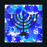 Paint Splatter Blue Menorah Magnet<br><div class="desc">Paint splatter blue menorah magnet.</div>