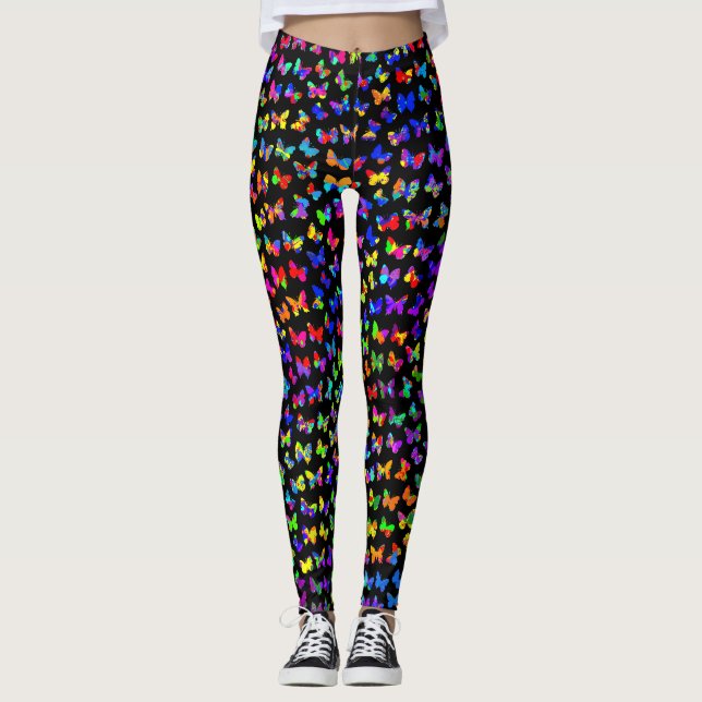 Paint Splatter Butterflies Leggings (Front)