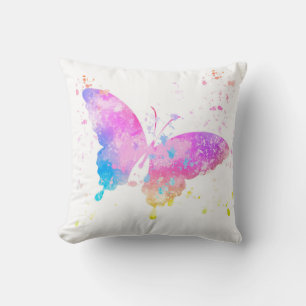Paint Splatter Butterfly Throw Pillow