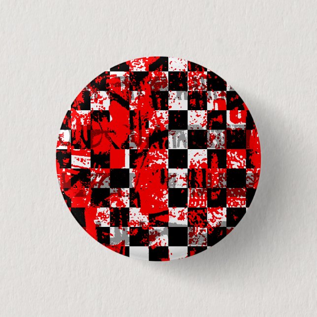Paint Splatter Chequerboard Graphic 1 Inch Round Button (Front)