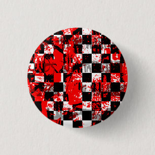 Paint Splatter Chequerboard Graphic 1 Inch Round Button