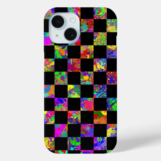 Paint Splatter Chequered Board Pattern  Case-Mate iPhone Case (Back)
