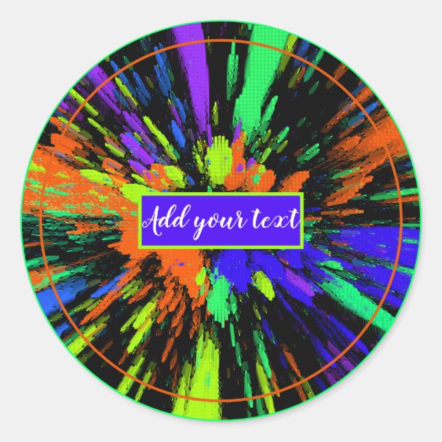 Paint Splatter Colourful Neon Personalized Classic Round Sticker (Front)