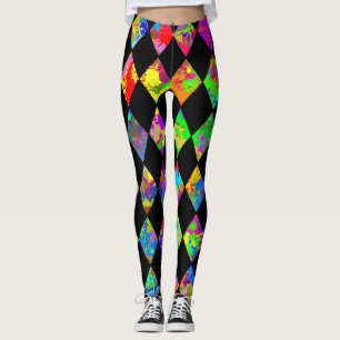 Paint Splatter Diamond Pattern Leggings