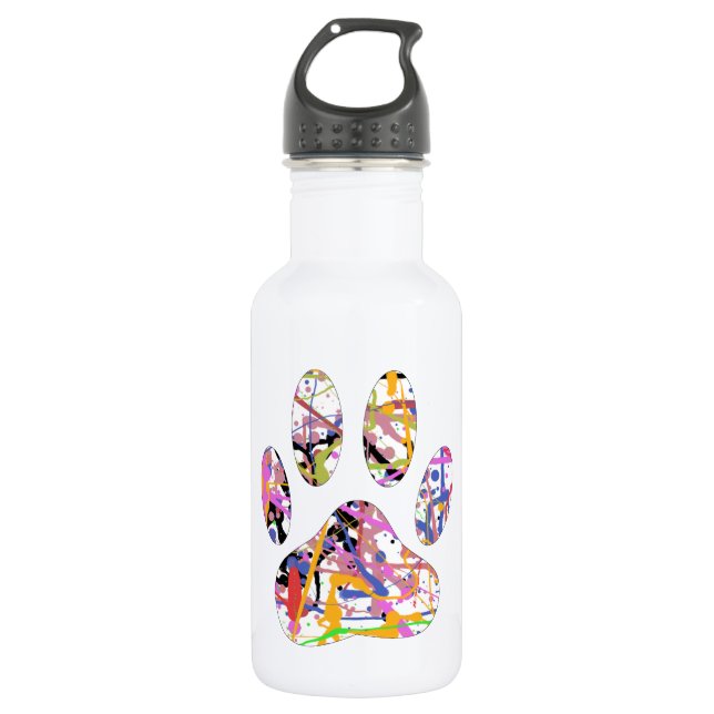 Paint Splatter Dog Paw Print 532 Ml Water Bottle (Front)