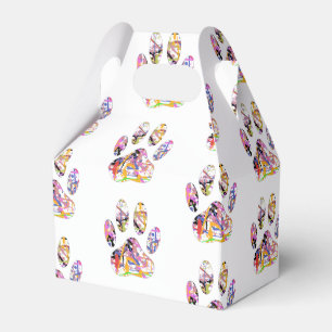 Paint Splatter Dog Paw Print Favor Box