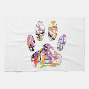 Paint Splatter Dog Paw Print Kitchen Towel